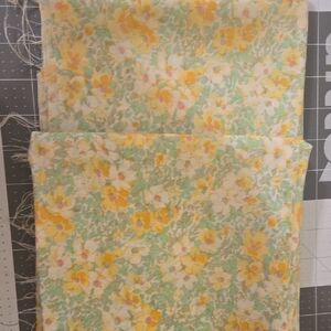 Floral Yellow & Mint Cotton Fabric Panel - Home Art Fiber Arts